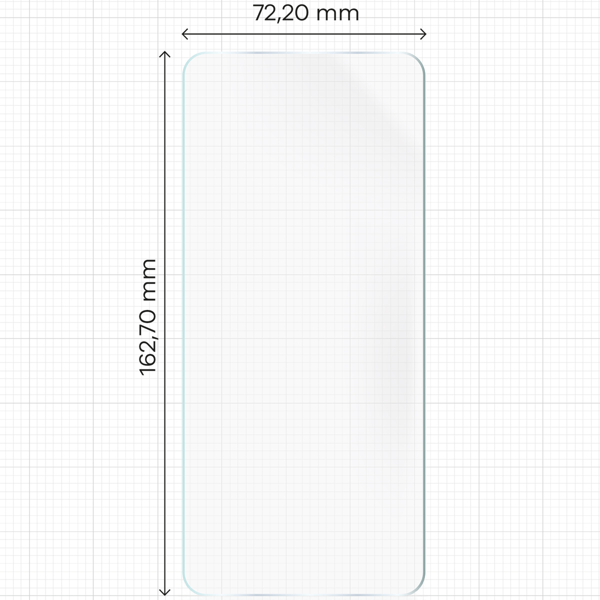 Miarka z wymiarami dla folii hydrożelowej Bizon Film Hydrogel Front Duo